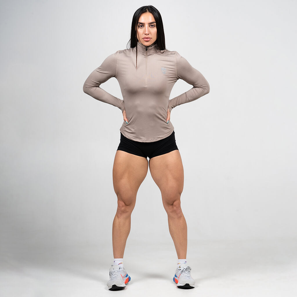Women's Performance Quarter Zip - Taupe