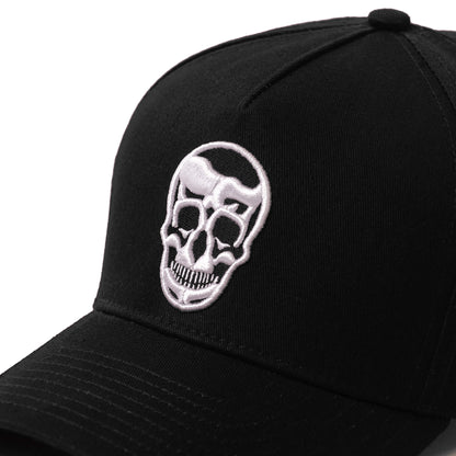 5-Panel Skull Hat - Black/White