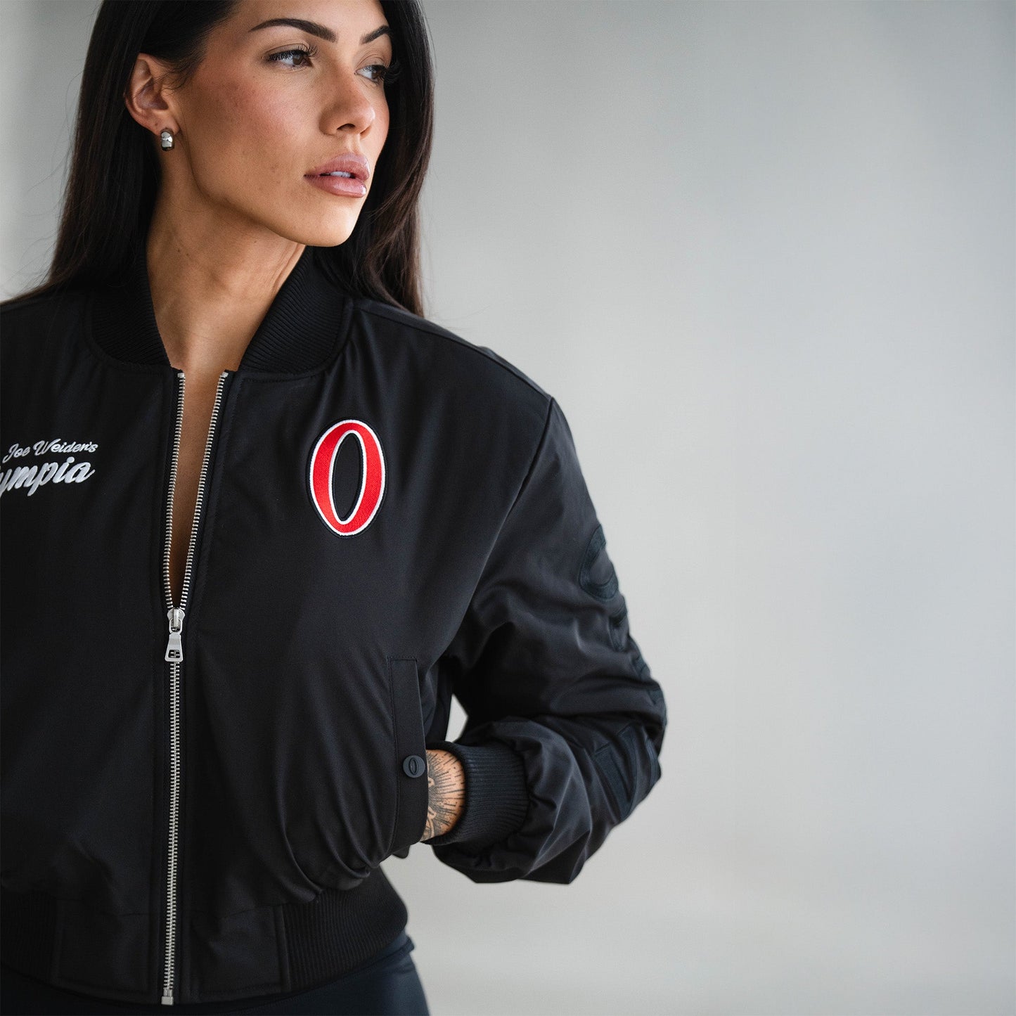 Olympia Cropped Bomber Jacket