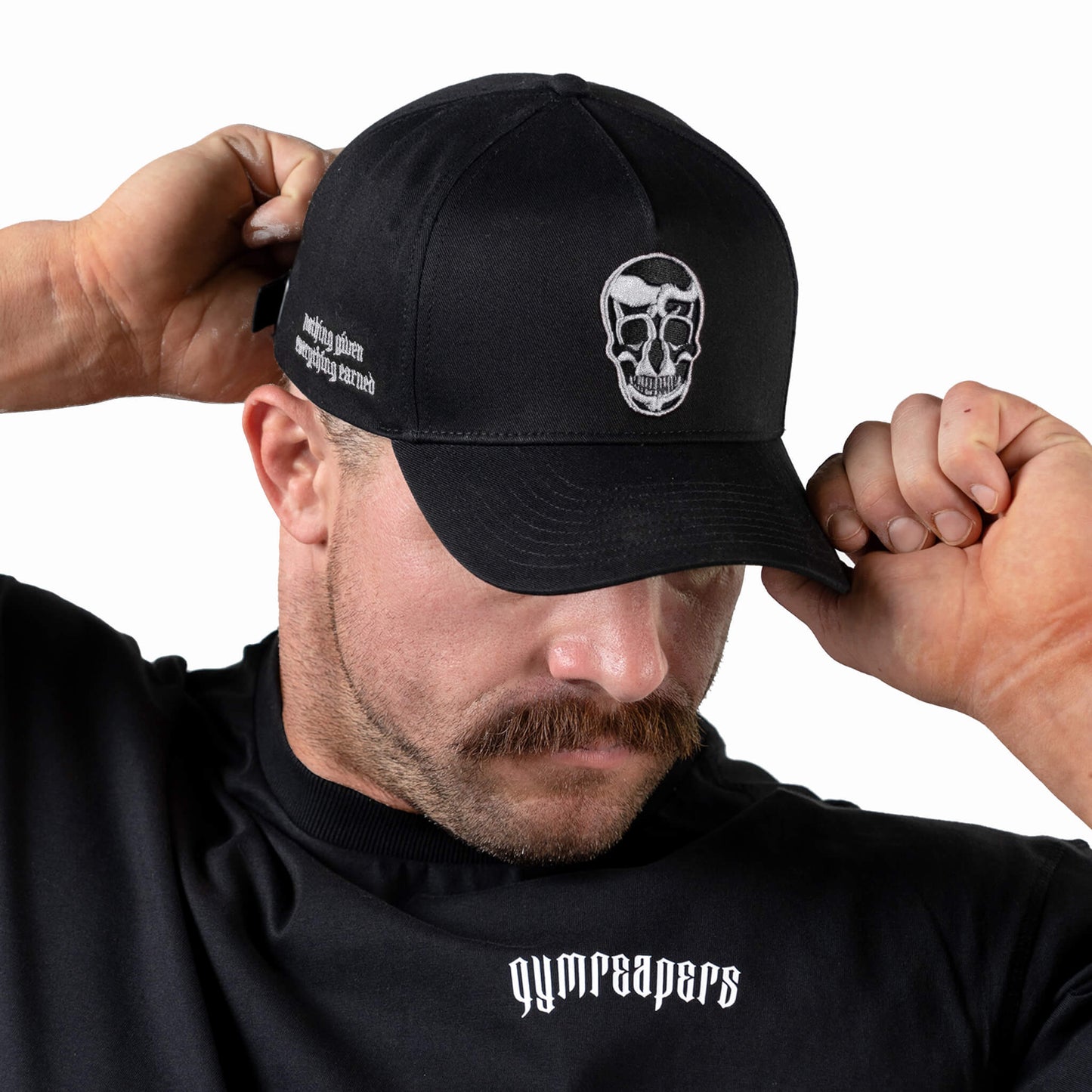 5-Panel Skull Hat - Black/White